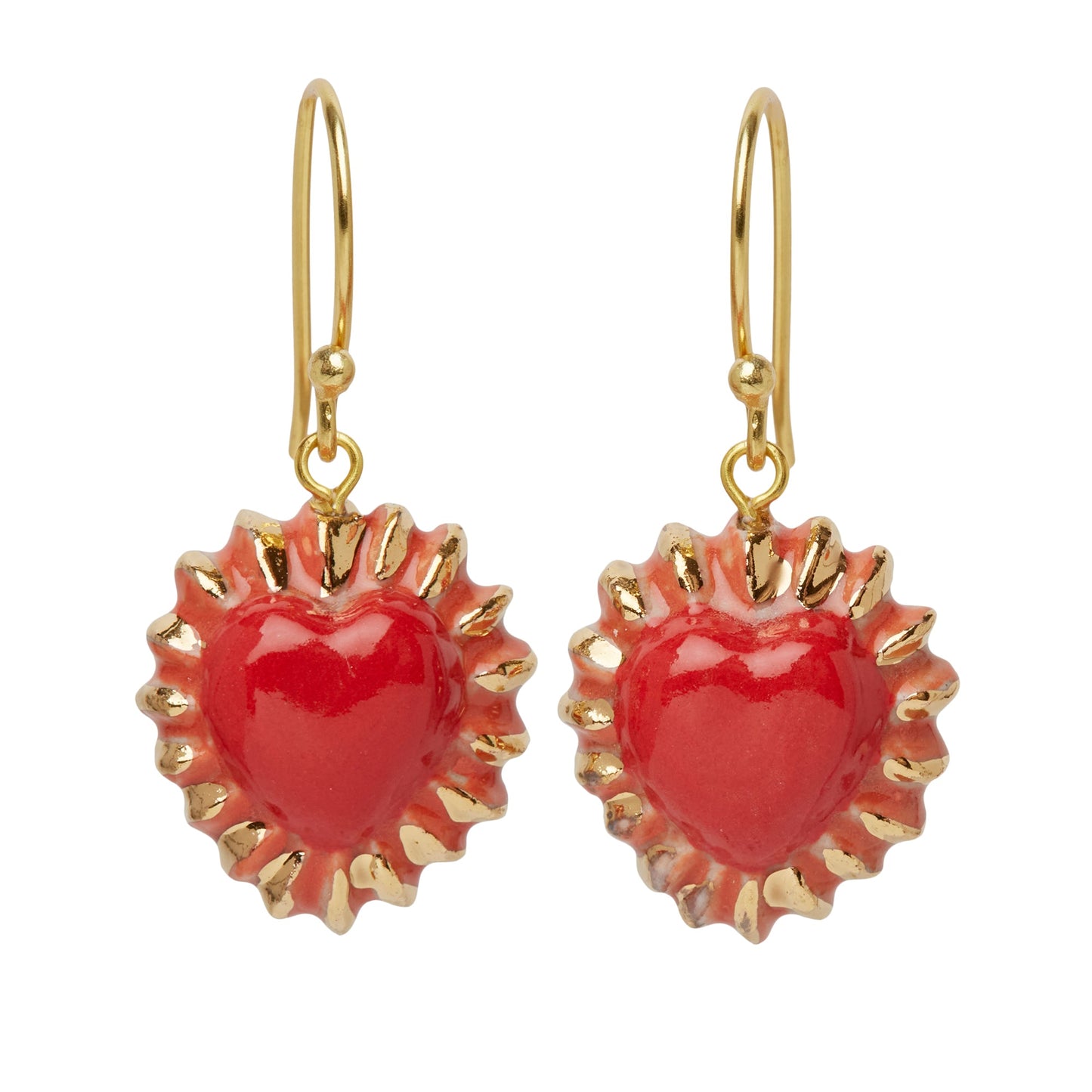 Golden Flaming Heart Earrings