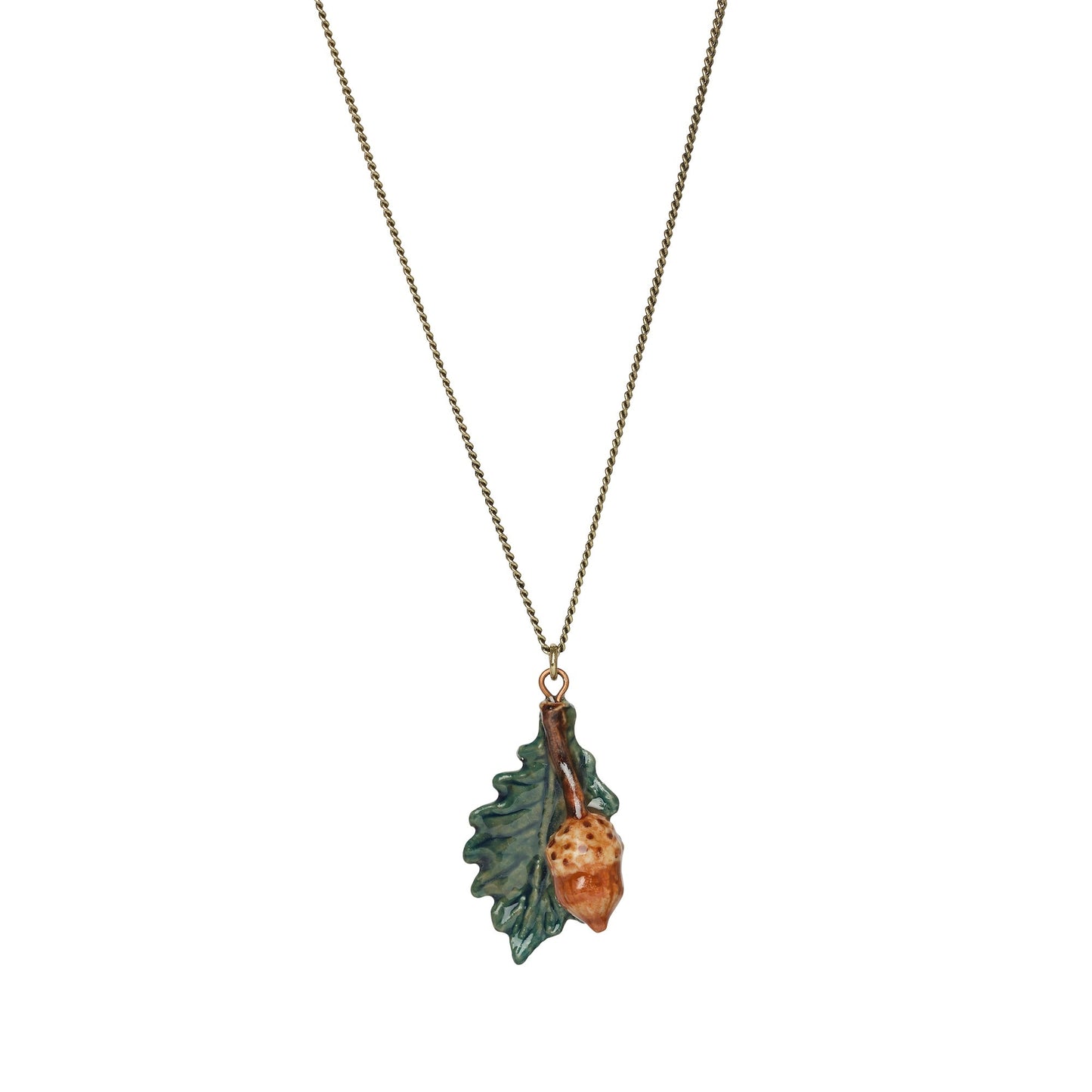 Natural Acorn and Leaf Necklace