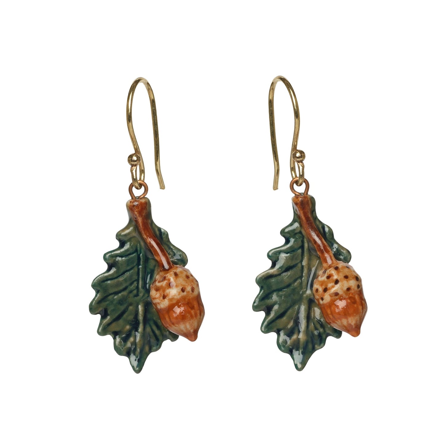 Natural Acorn and Leaf Earrings