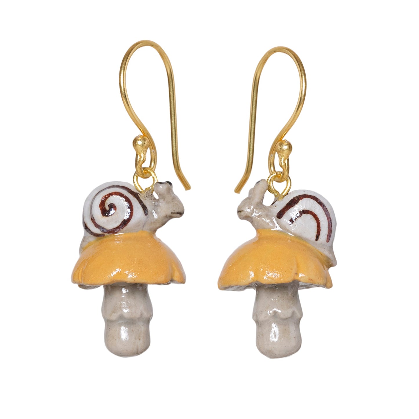 Snail & Yellow Toadstool Earrings