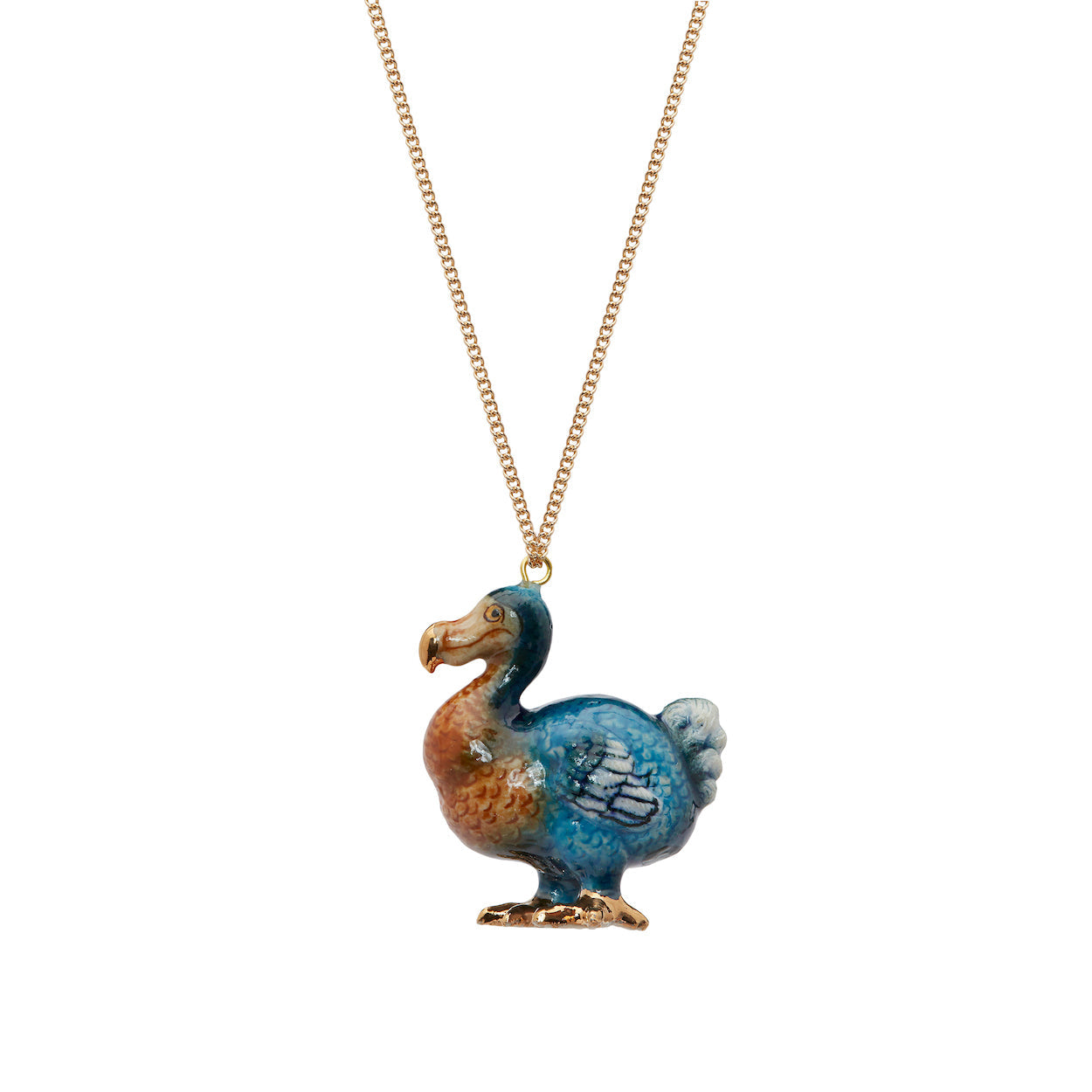 Petit collier Dodo sarcelle et or