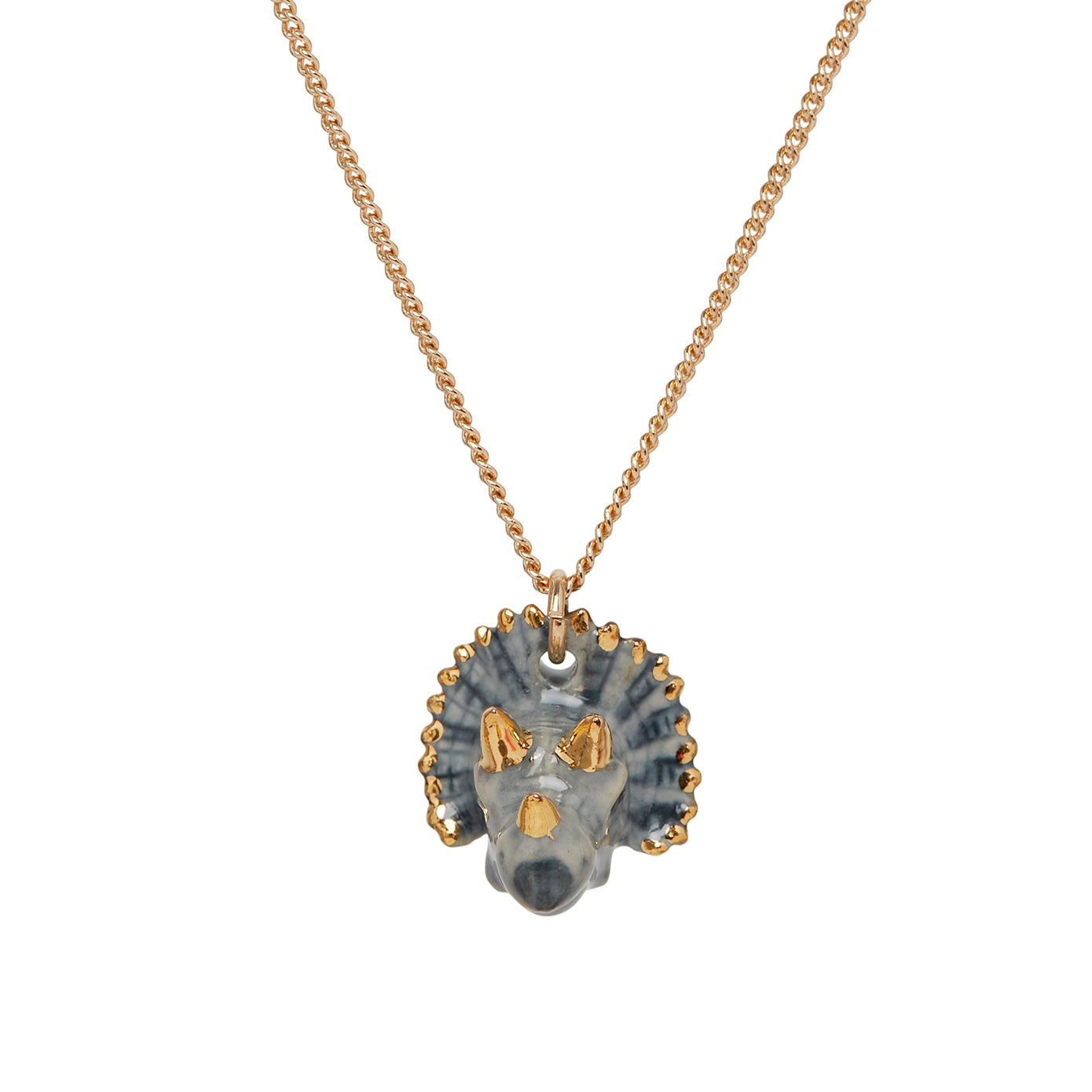 Grand collier Triceratops blanc et or