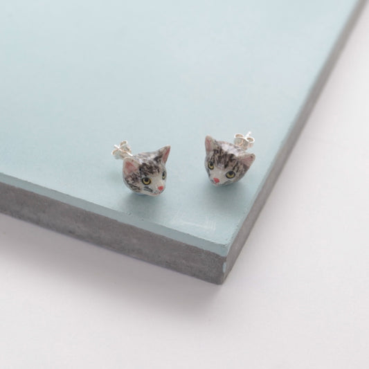 Boucles d'oreilles chat tigré