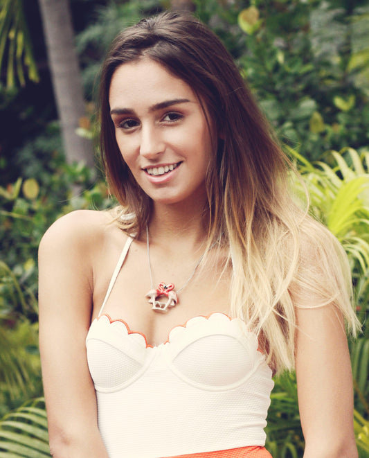 Soldes d'été - Collier petit baiser de flamant rose