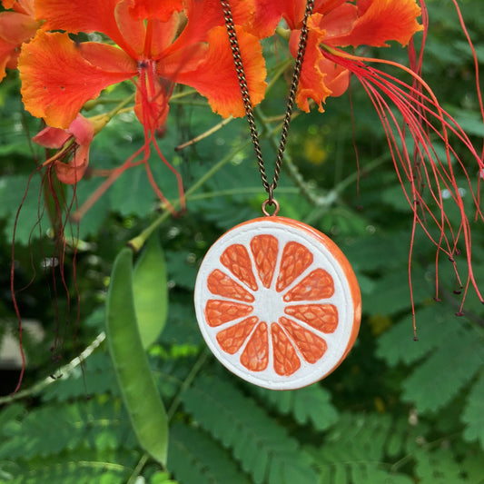 Soldes d'été - Collier tranches d'agrumes orange
