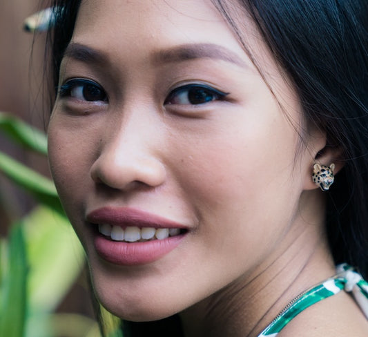 Boucles d'oreilles léopard rugissant