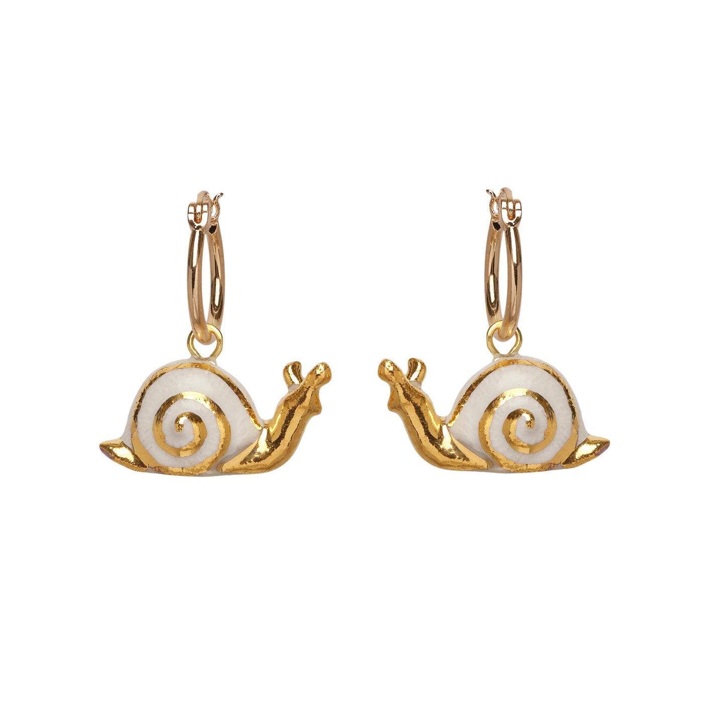 Boucles d’oreilles Huggie escargot doré brillant