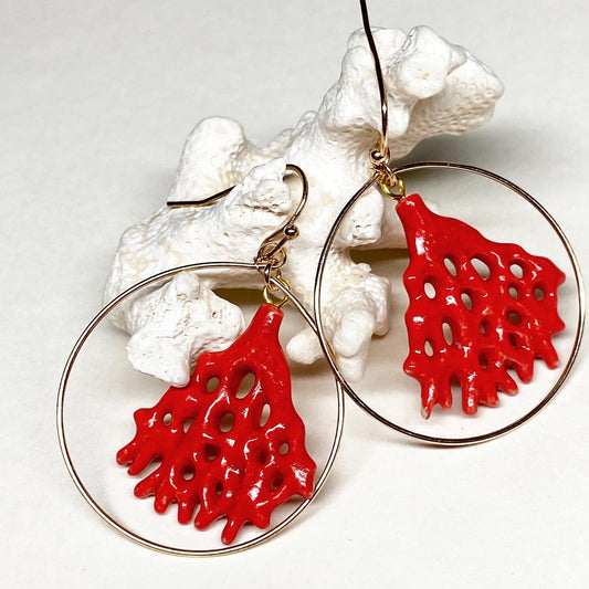 Boucles d'oreilles récif de corail rouge