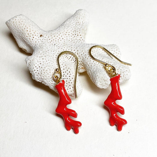 Boucles d'oreilles corail rouge