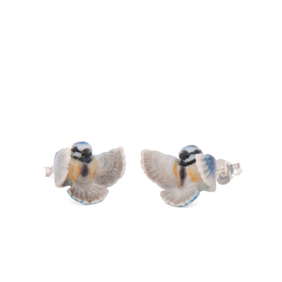 Boucles d'oreilles tiges mésange bleue volante