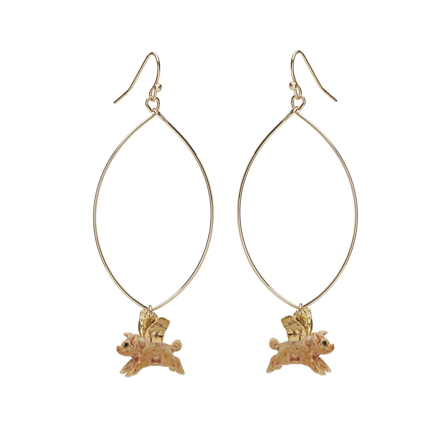 Boucles d'oreilles ovales en forme de cochon volant