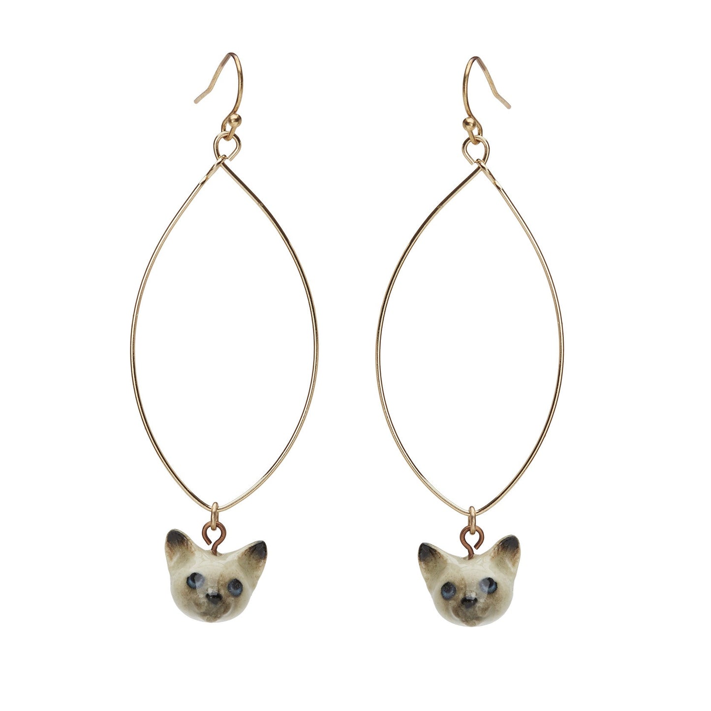 Boucles d'oreilles ovales en forme de chaton