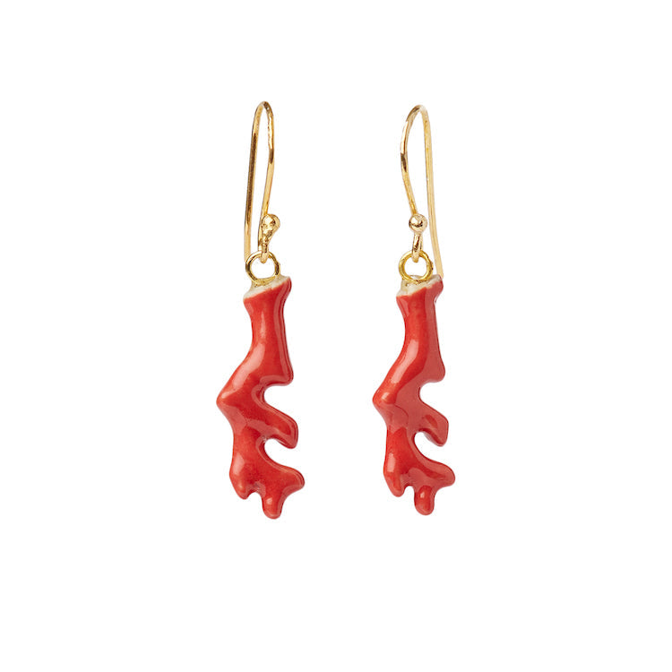 Boucles d'oreilles corail rouge