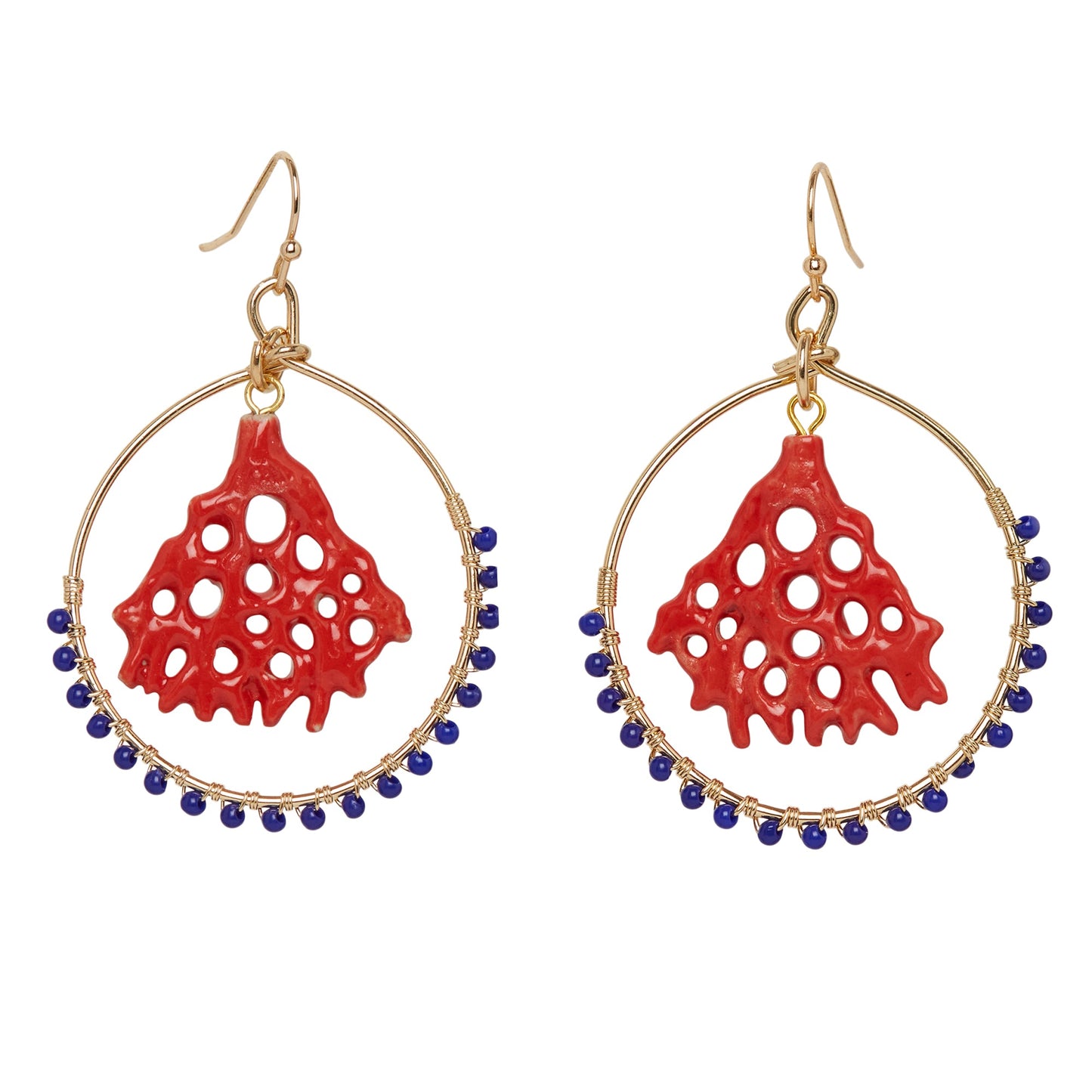 Boucles d’oreilles perlées de récif de corail rouge
