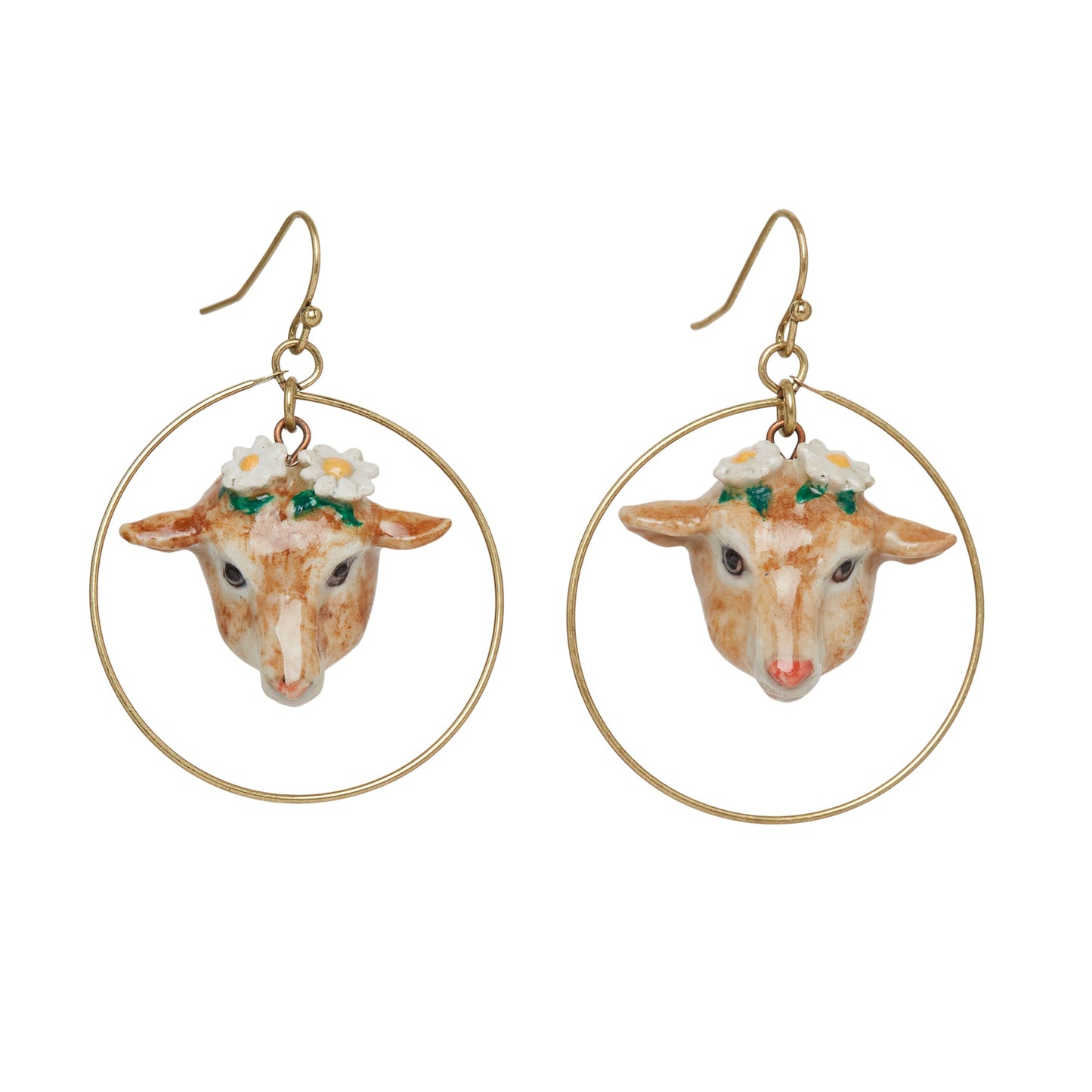 Boucles d'oreilles pendantes créoles tête de chèvre