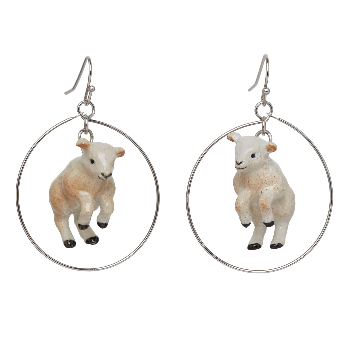 Boucles d'oreilles pendantes créoles Springing Baby Lamb