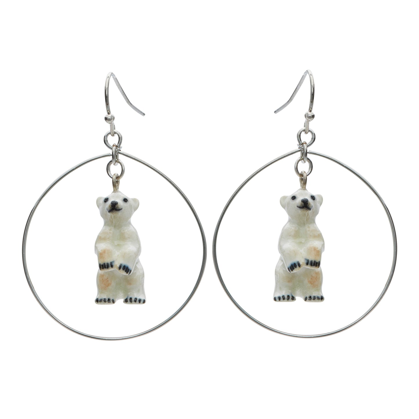 Boucles d'oreilles pendantes créoles ours polaire debout