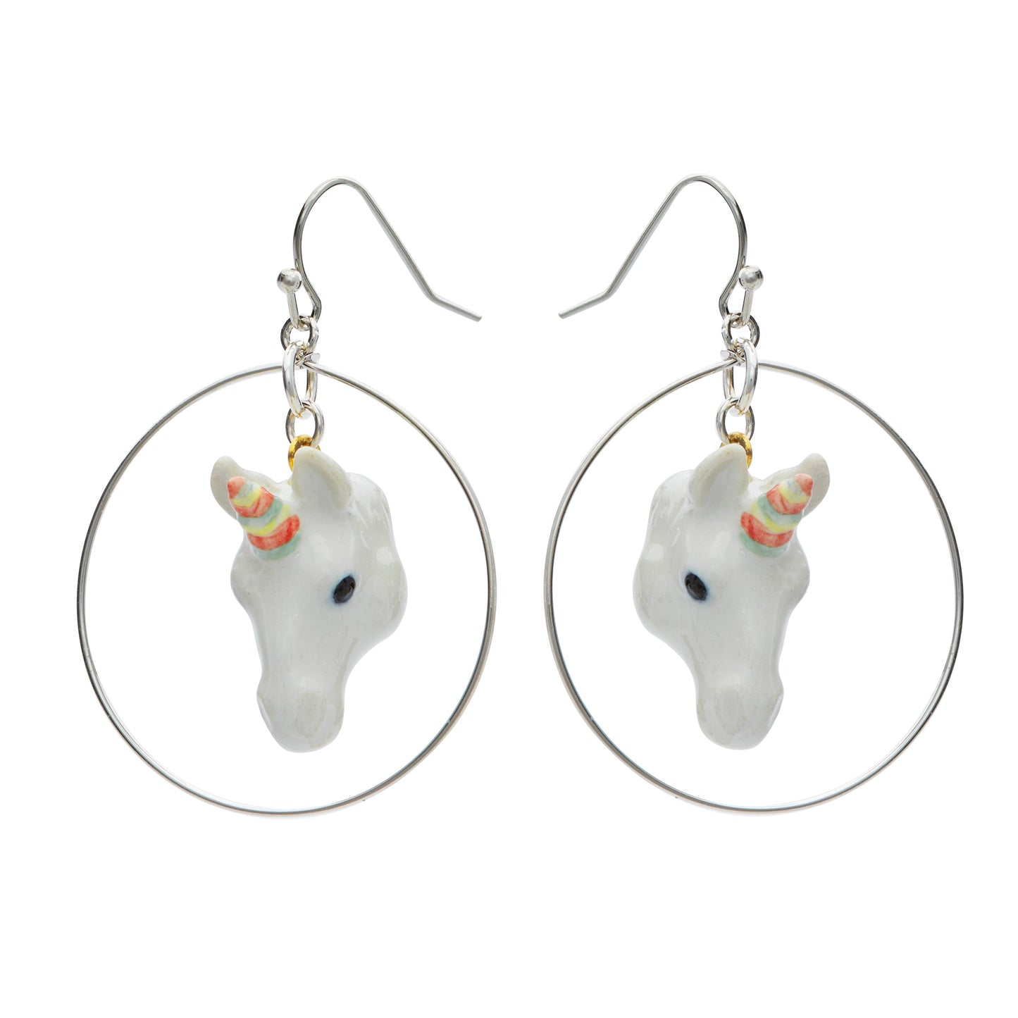 Boucles d'oreilles pendantes créoles licorne pastel