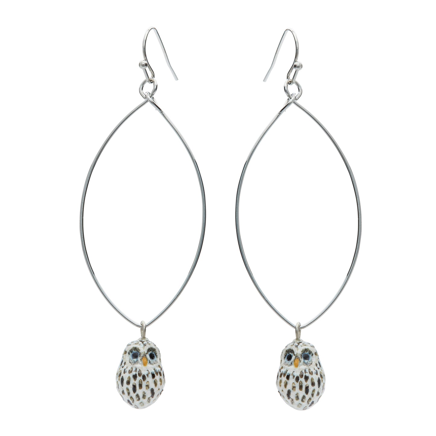 Pendants d'oreilles ovales en forme de petit hibou des neiges pour bébé