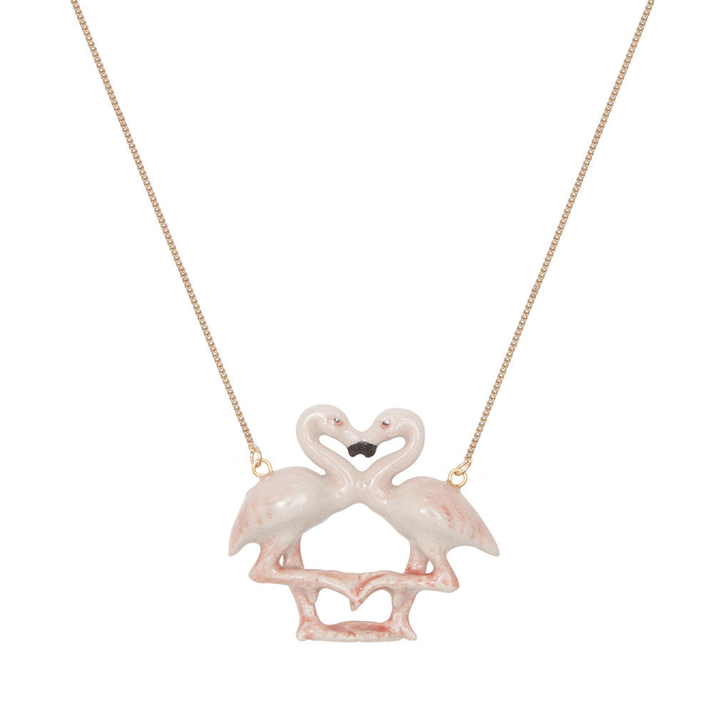 Pastel Flamingo Kissing Necklace