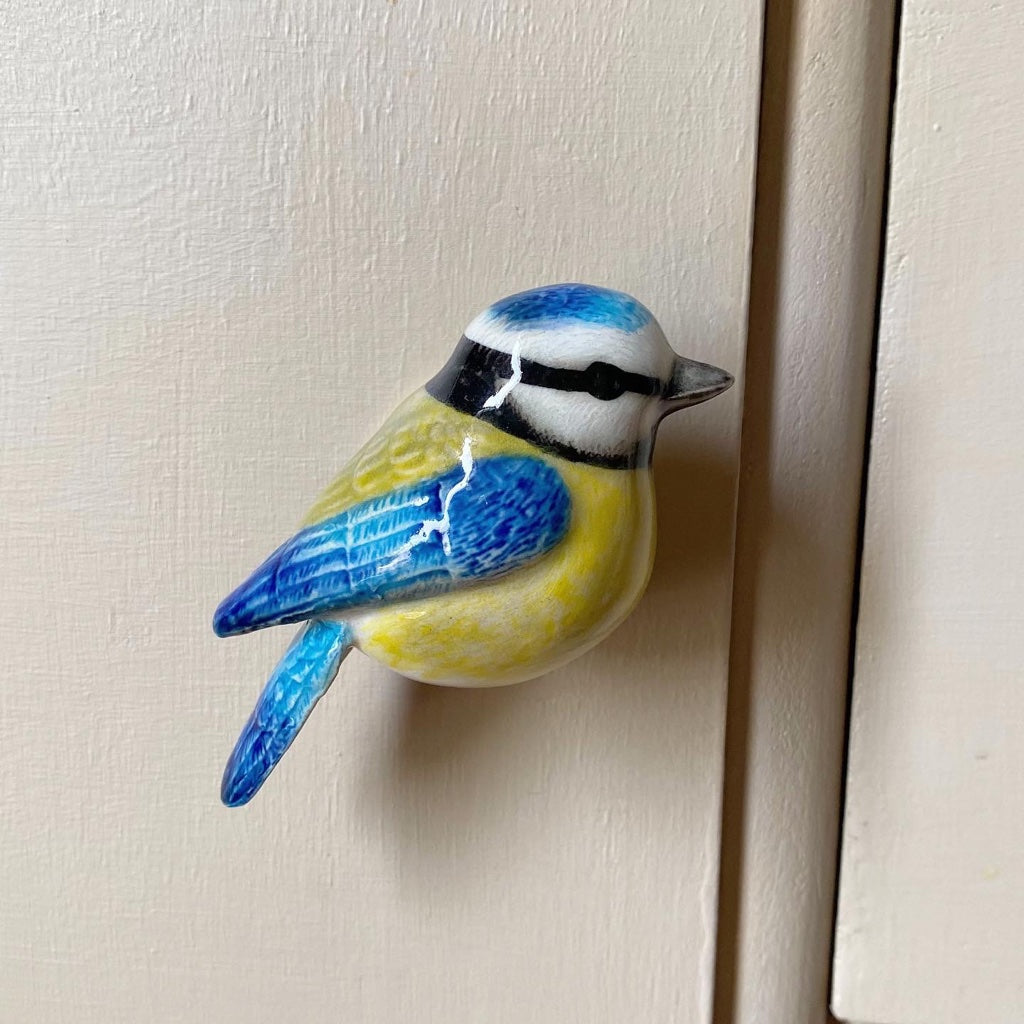 Poignée de porte mésange bleue