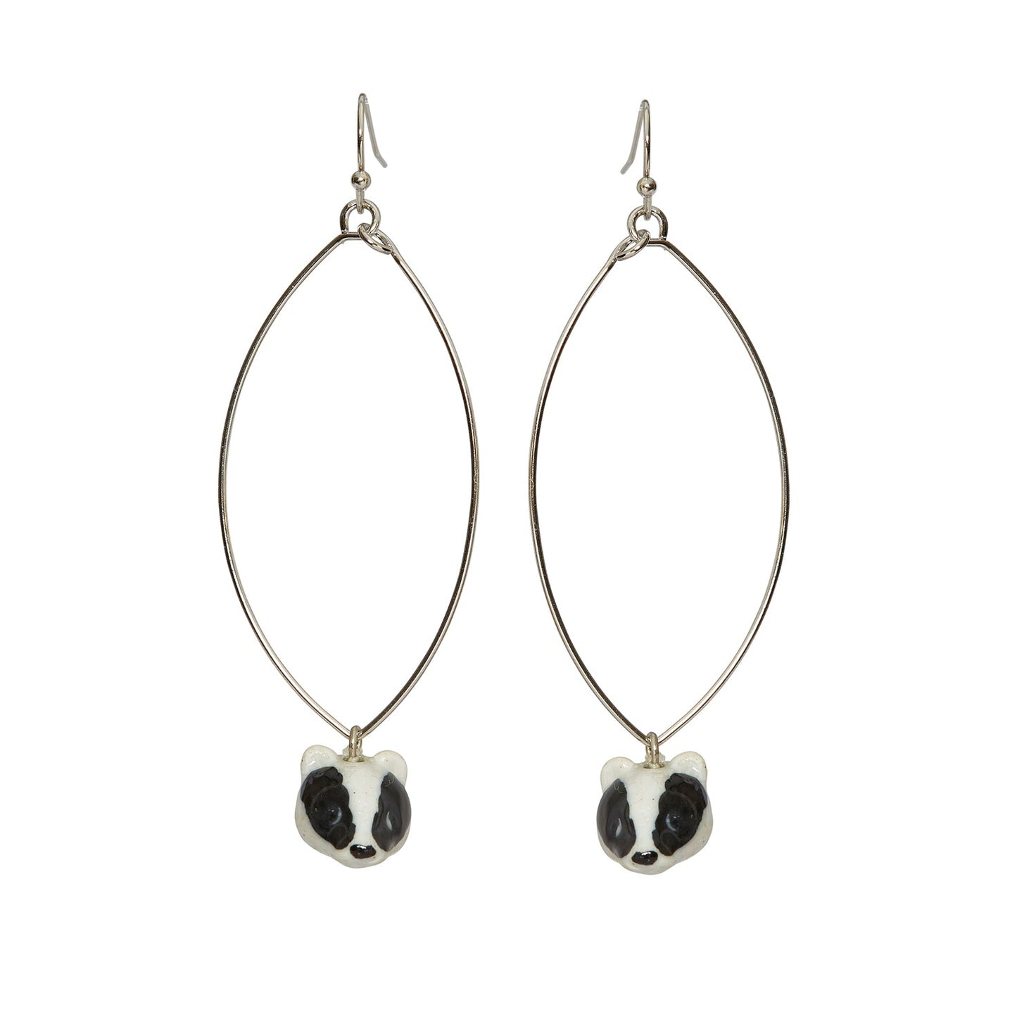 Boucles d'oreilles ovales à tête de blaireau