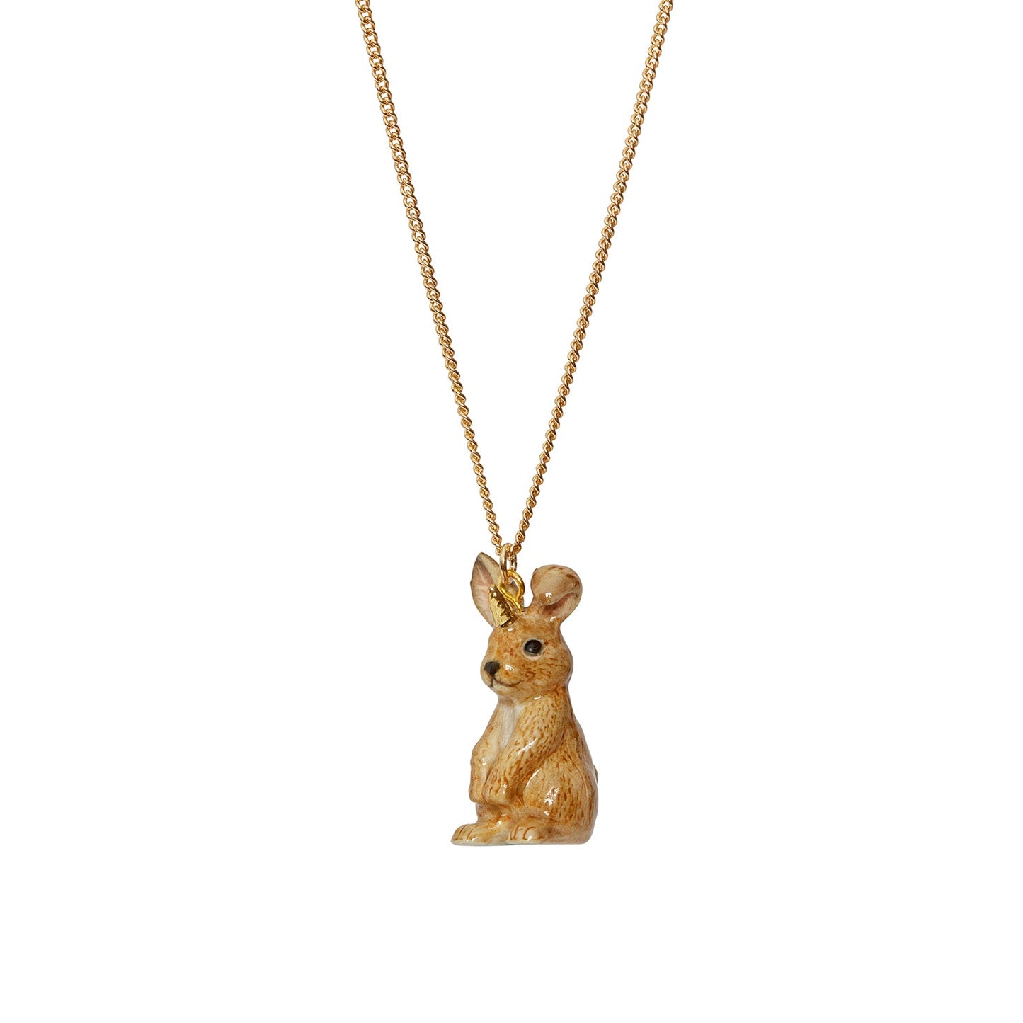 Collier lapin licorne marron et doré