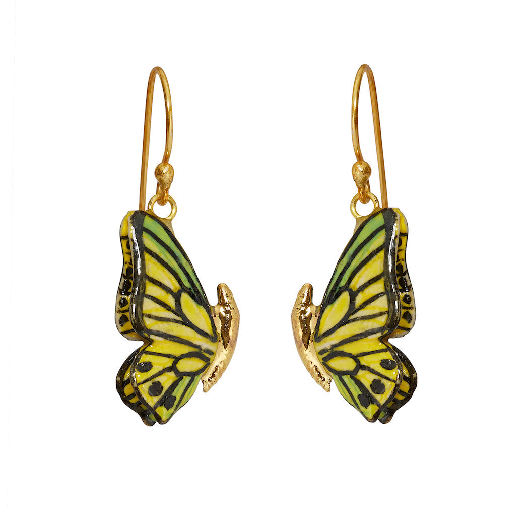 Boucles d'oreilles pendantes à crochet papillon à ailes fermées