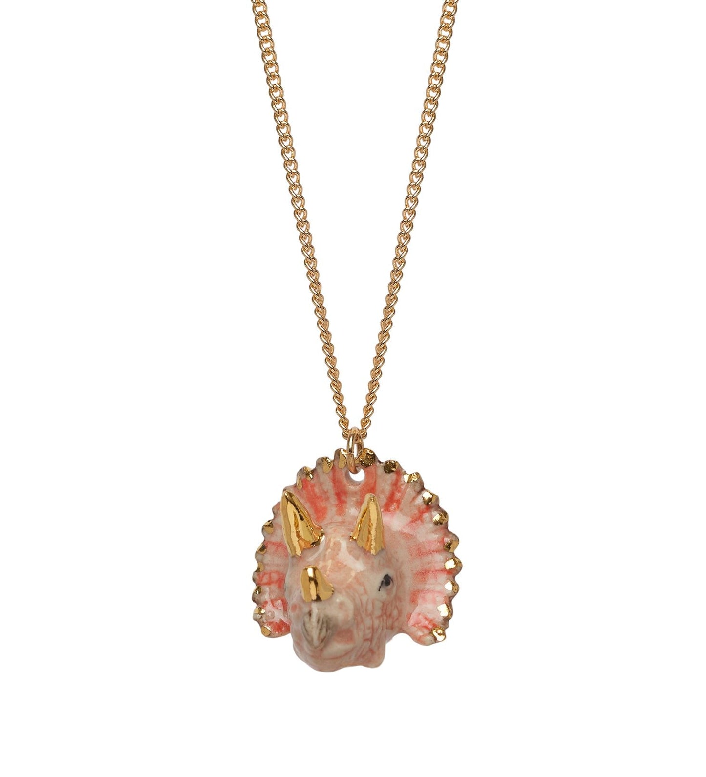 Petit collier Triceratops pêche et or