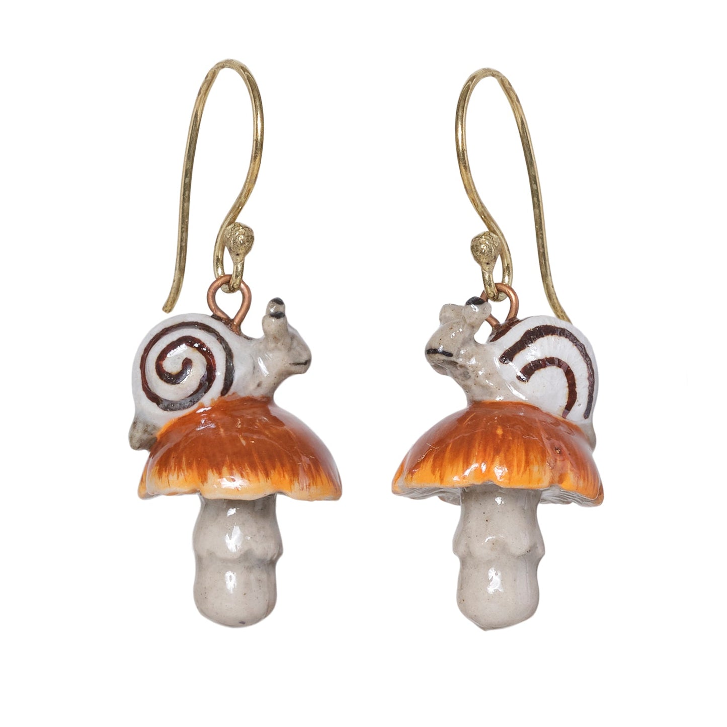 Snail & Brown Toadstool Earrings
