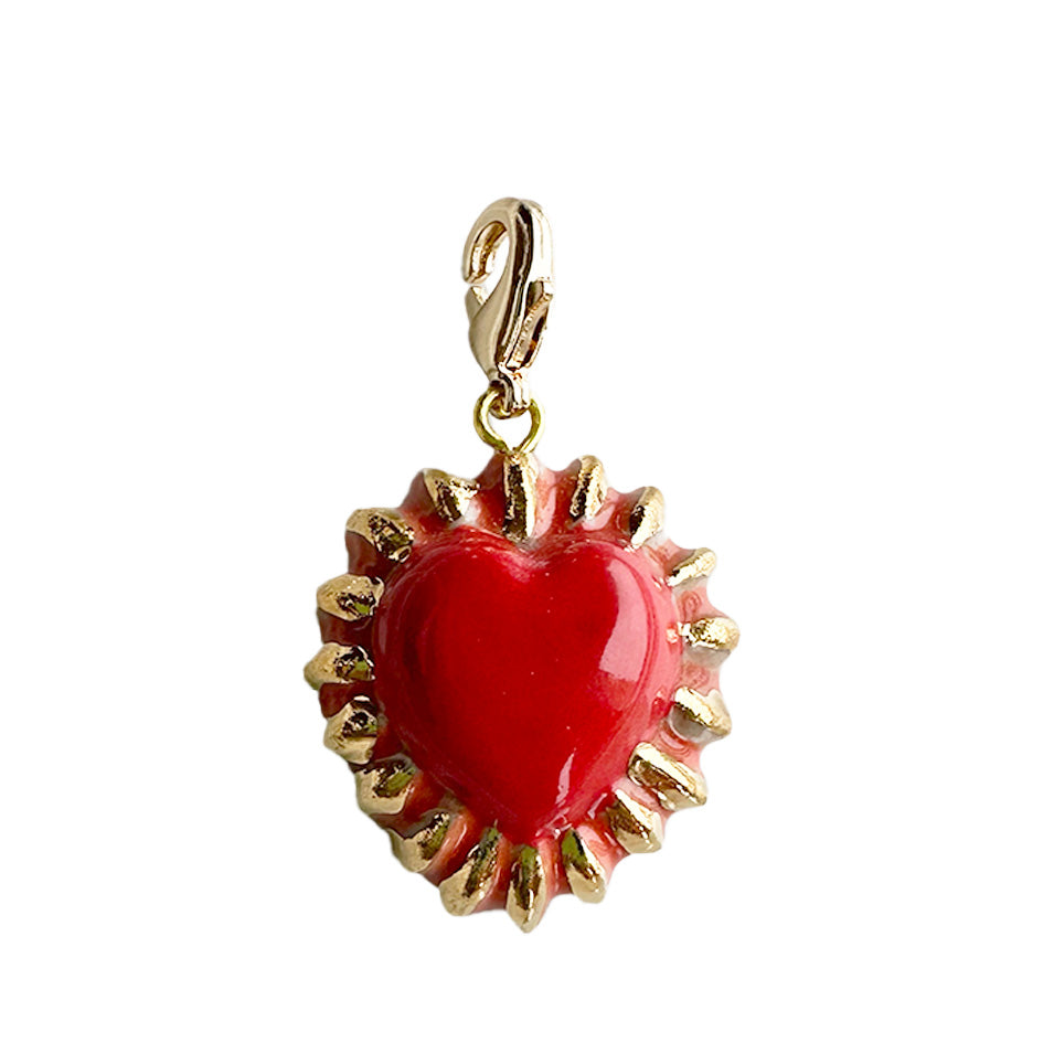 Flaming Golden Heart Charm