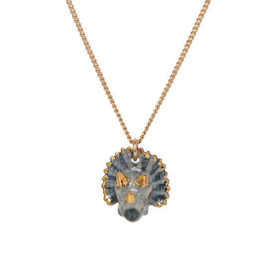 Grand collier Triceratops blanc et or