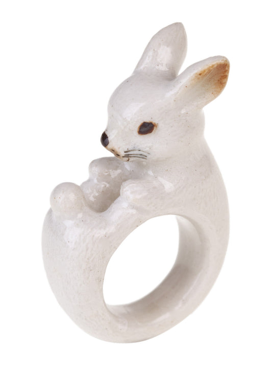 Lucky White Rabbit Ring