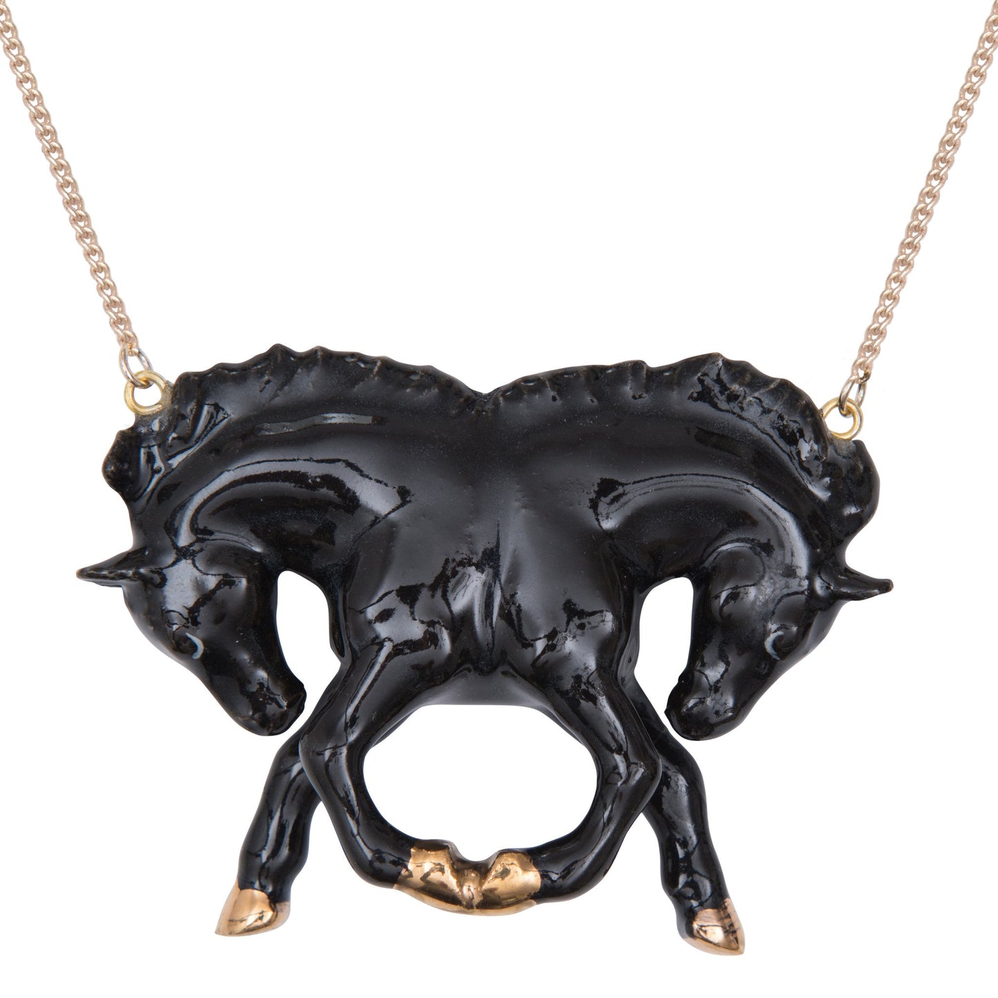 Black Horse Reflection Necklace