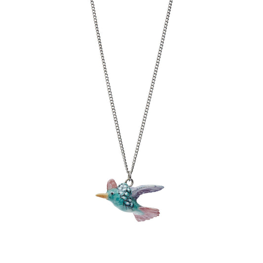 Tiny Pastel Hummingbird Necklace