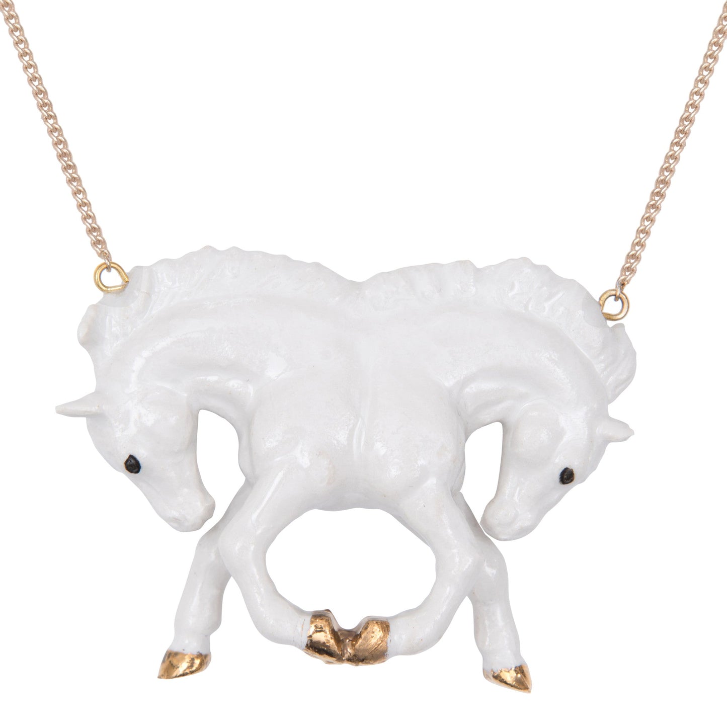 White Horse Reflection Necklace