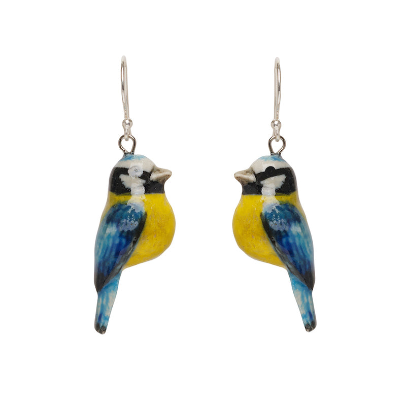 Boucles d'Oreilles Crochet Petite Mésange Bleue