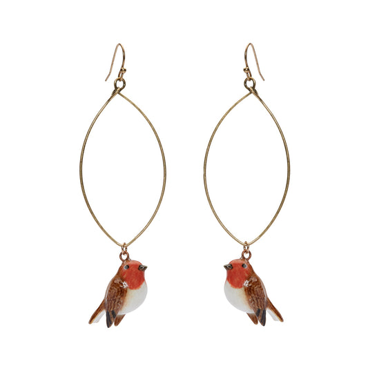 Pendants d'oreilles ovales Tiny Robin