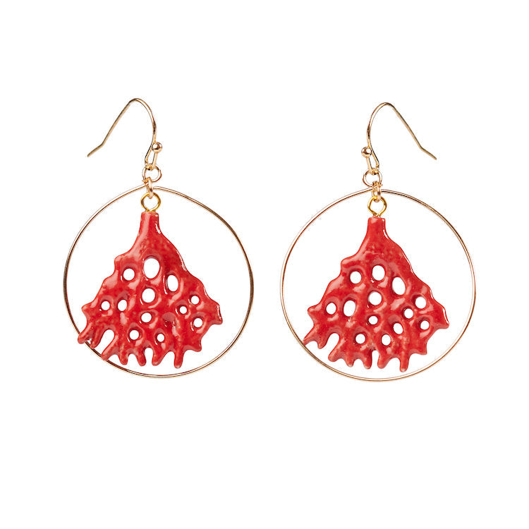 Boucles d'oreilles récif de corail rouge