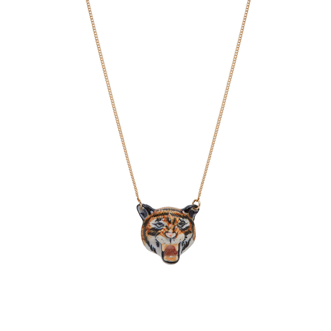 Petit collier tête de tigre rugissant