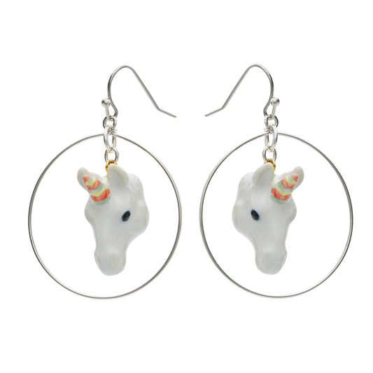 Boucles d'oreilles pendantes créoles licorne pastel