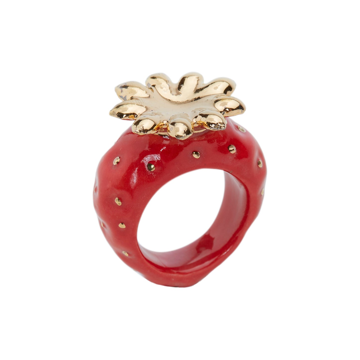 Bague Fraise Feuille d'Or