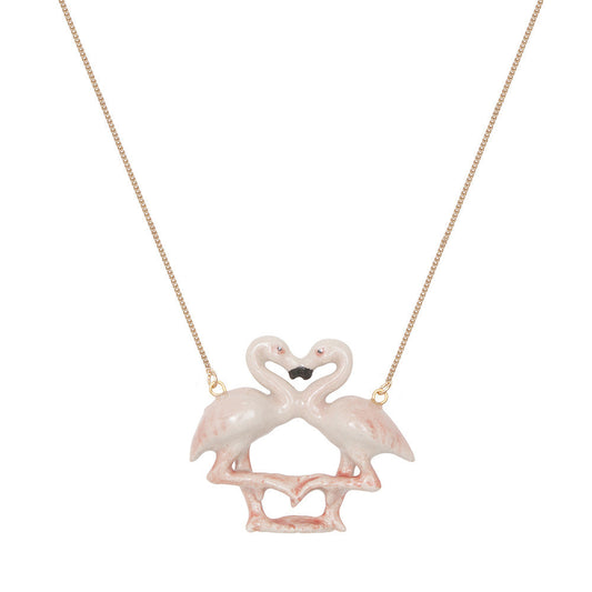 Pastel Flamingo Kissing Necklace
