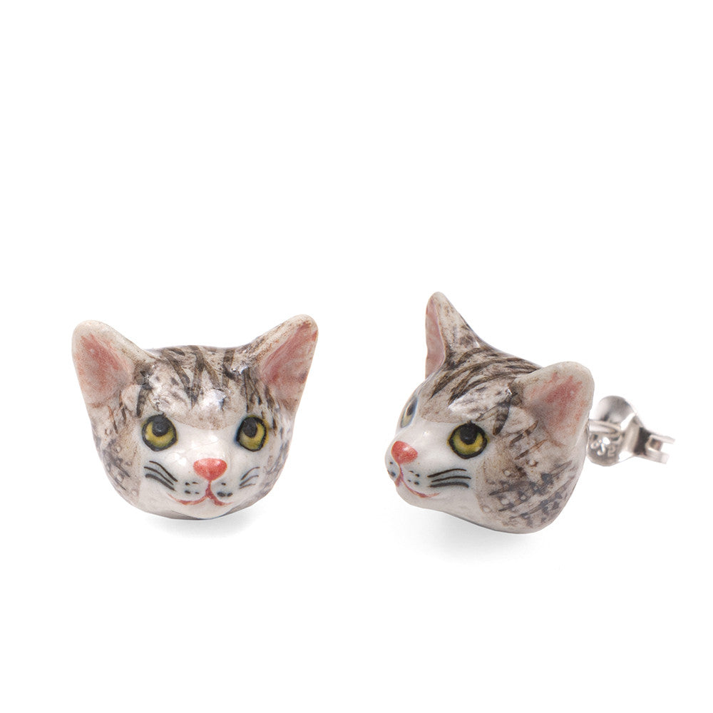 Boucles d'oreilles chat tigré