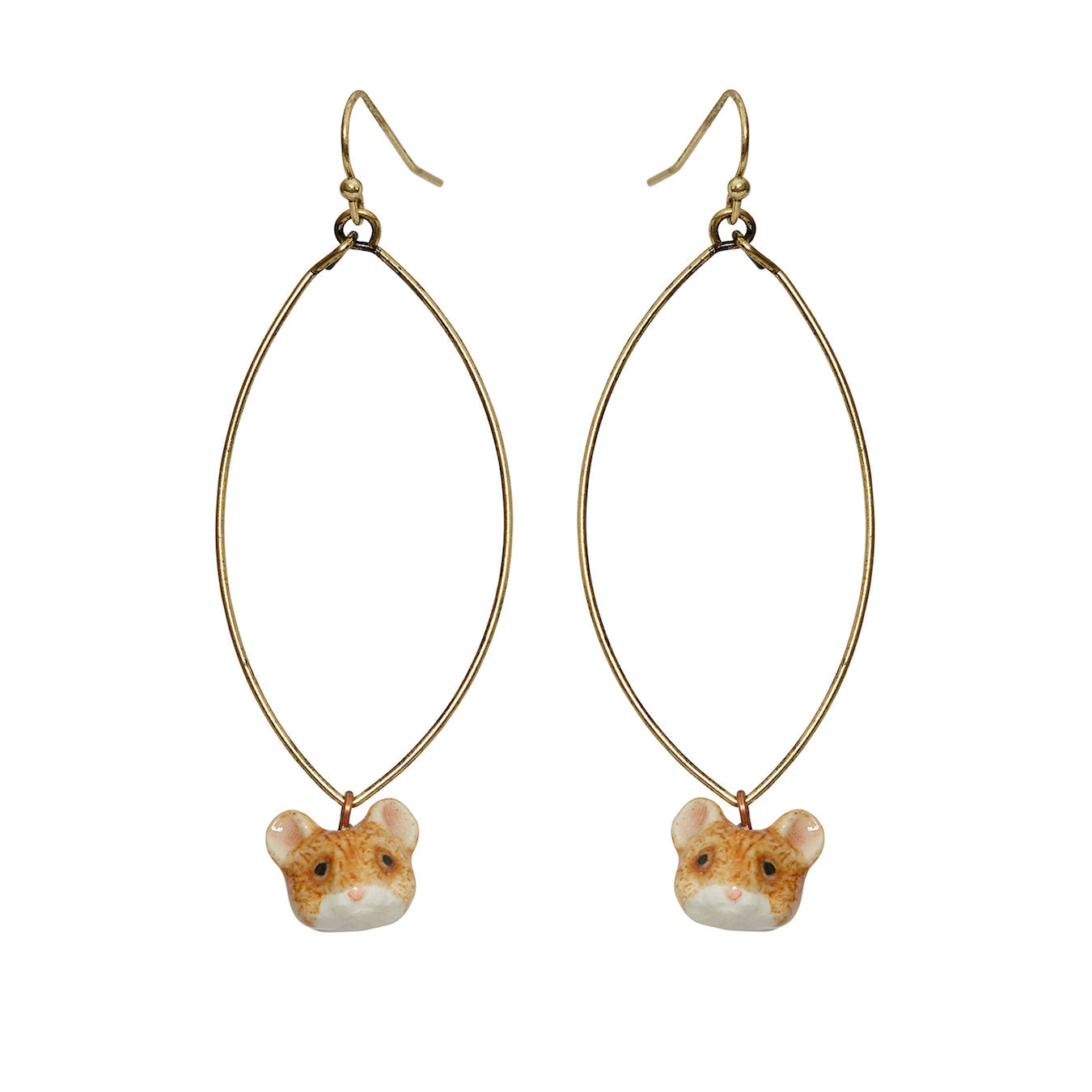 Boucles d'oreilles ovales en forme de tête de souris ballerine