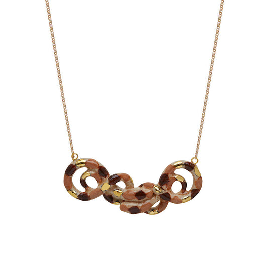 Collier Double Serpent Marron