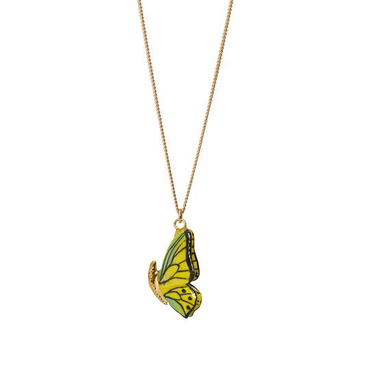 Closed Wing Butterfly Necklace With Gold Detailing