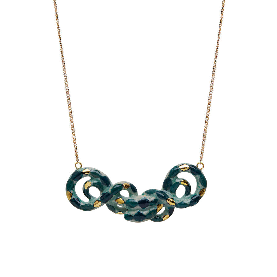 Collier Double Serpent Vert