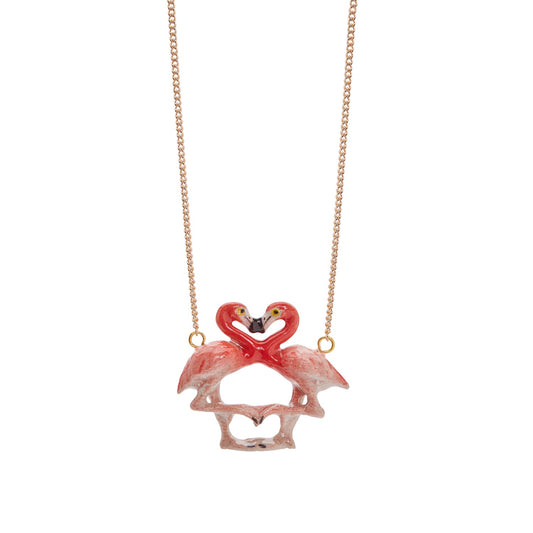 Small Kissing Flamingo Necklace